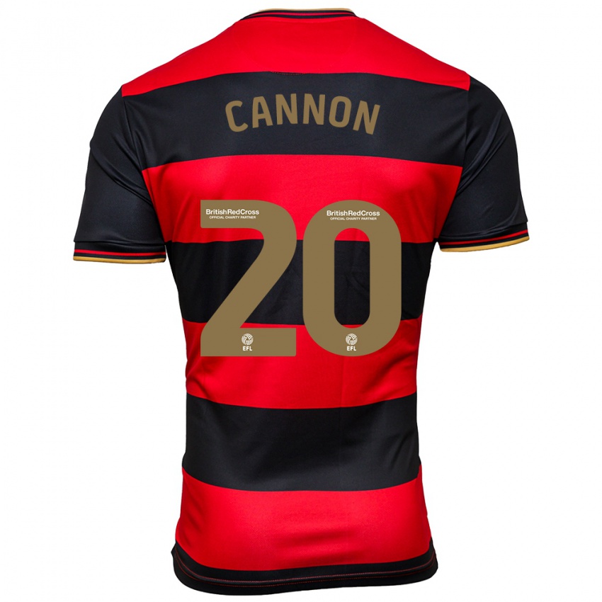 Uomo Maglia Reggie Cannon #20 Nero Rosso Kit Gara Away 2023/24 Maglietta