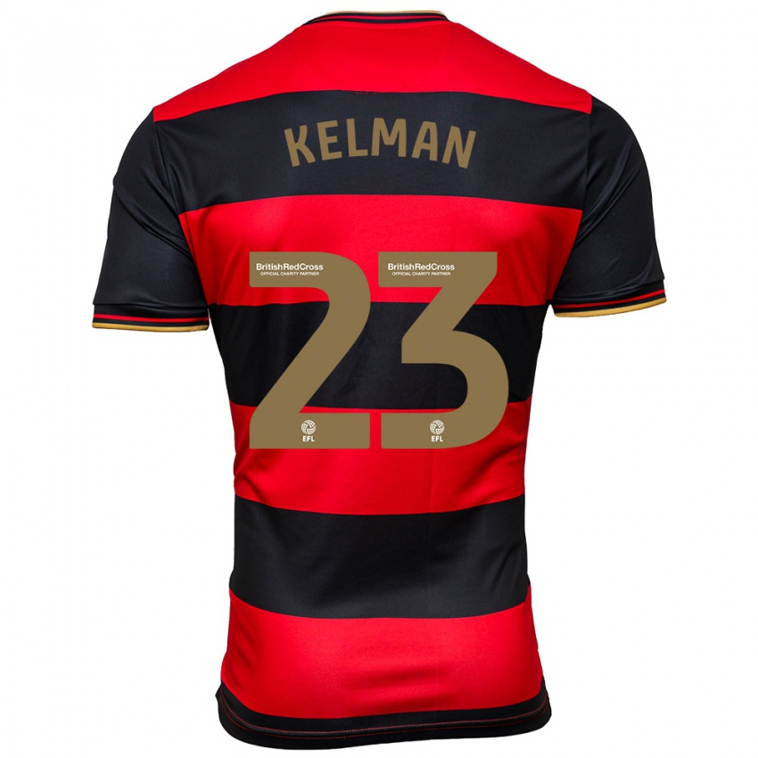 Uomo Maglia Charlie Kelman #23 Nero Rosso Kit Gara Away 2023/24 Maglietta