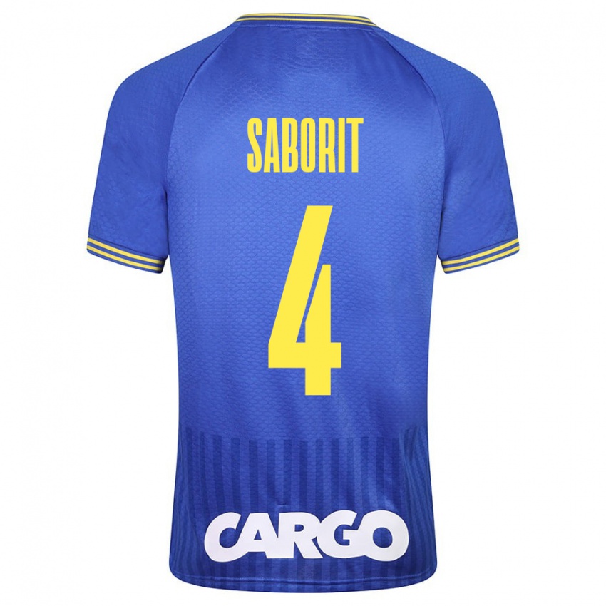Uomo Maglia Enric Saborit #4 Blu Kit Gara Away 2023/24 Maglietta