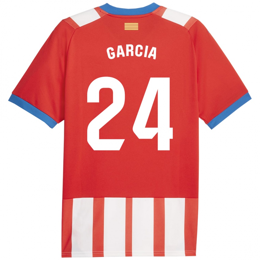 Donna Maglia Borja García #24 Rosso Bianco Kit Gara Home 2023/24 Maglietta