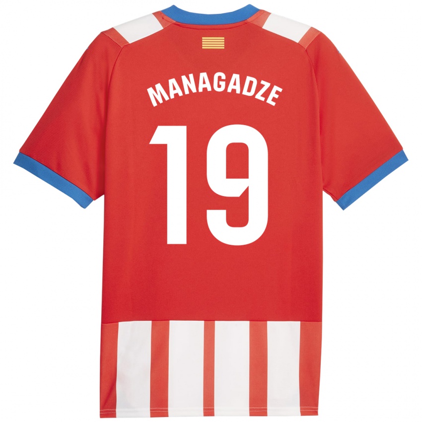 Donna Maglia Luka Managadze #19 Rosso Bianco Kit Gara Home 2023/24 Maglietta