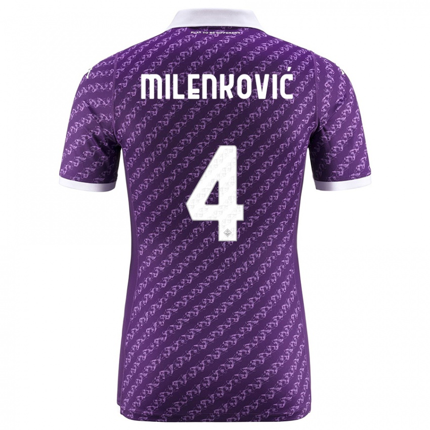 Donna Maglia Nikola Milenkovic #4 Viola Kit Gara Home 2023/24 Maglietta