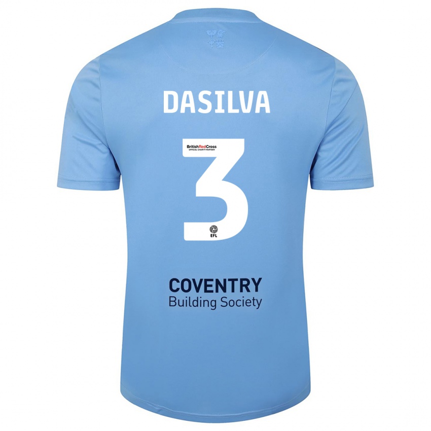 Donna Maglia Jay Dasilva #3 Cielo Blu Kit Gara Home 2023/24 Maglietta