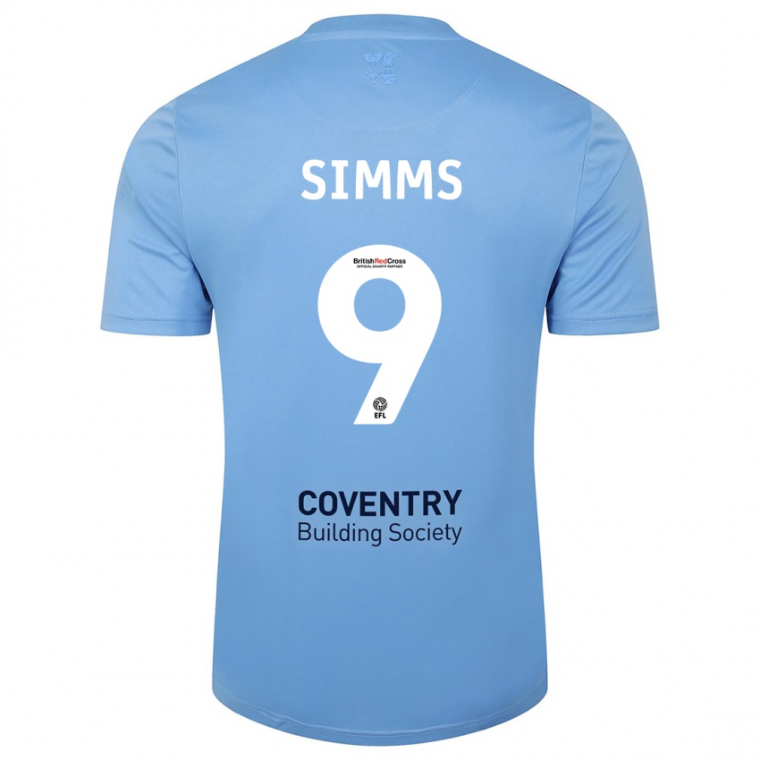 Donna Maglia Ellis Simms #9 Cielo Blu Kit Gara Home 2023/24 Maglietta