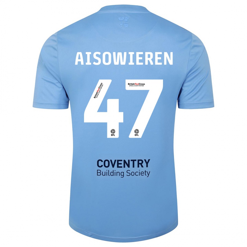 Donna Maglia Evan Eghosa Aisowieren #47 Cielo Blu Kit Gara Home 2023/24 Maglietta