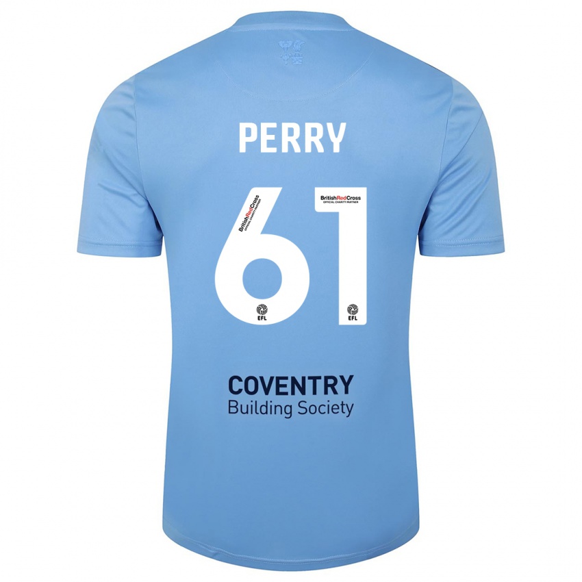 Donna Maglia Callum Perry #61 Cielo Blu Kit Gara Home 2023/24 Maglietta