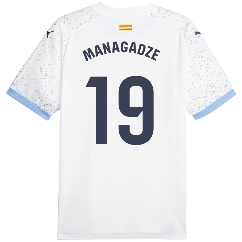 Donna Maglia Luka Managadze #19 Bianco Kit Gara Away 2023/24 Maglietta