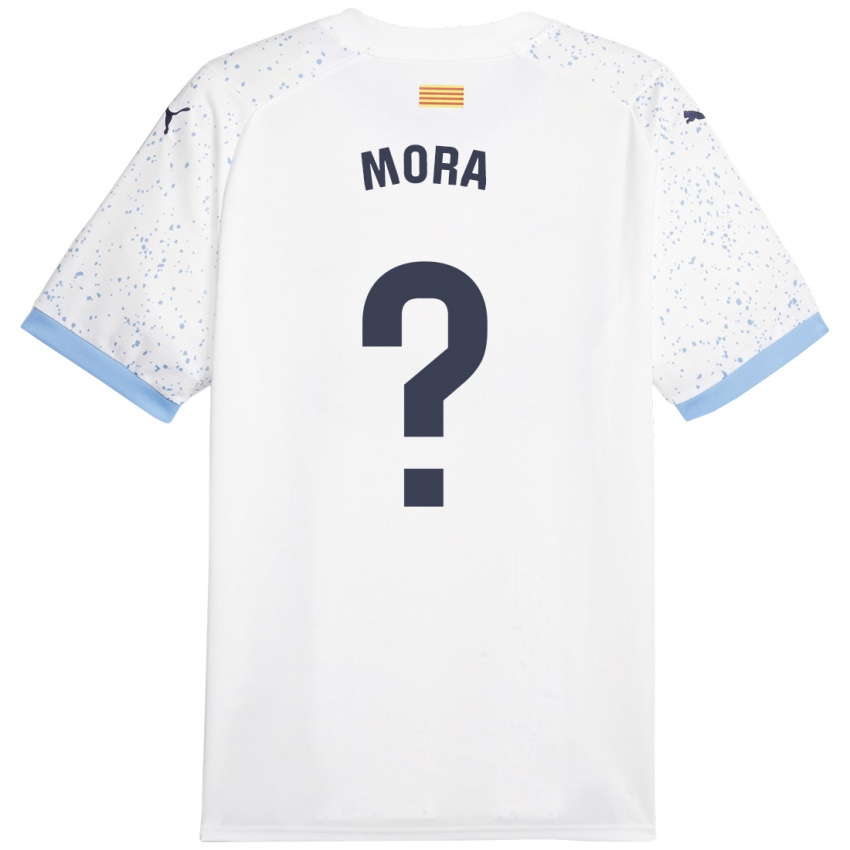 Donna Maglia Adrià Mora #0 Bianco Kit Gara Away 2023/24 Maglietta