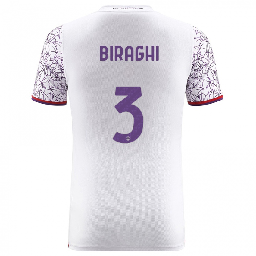 Donna Maglia Cristiano Biraghi #3 Bianco Kit Gara Away 2023/24 Maglietta