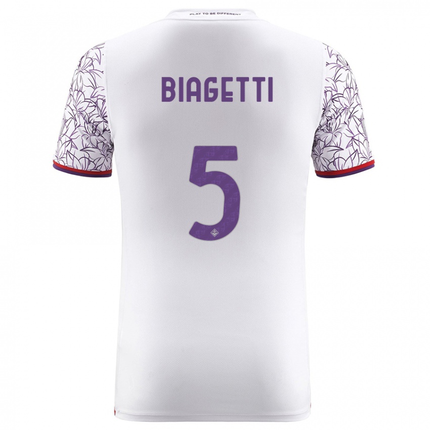 Donna Maglia Christian Biagetti #5 Bianco Kit Gara Away 2023/24 Maglietta