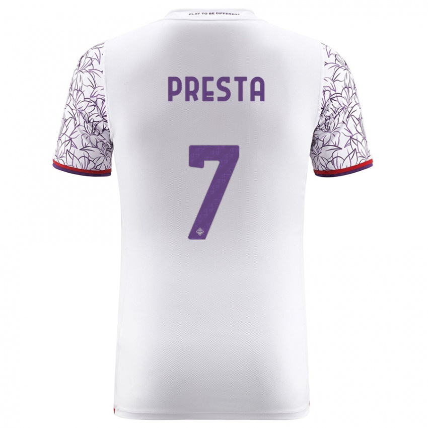 Donna Maglia Francesco Presta #7 Bianco Kit Gara Away 2023/24 Maglietta