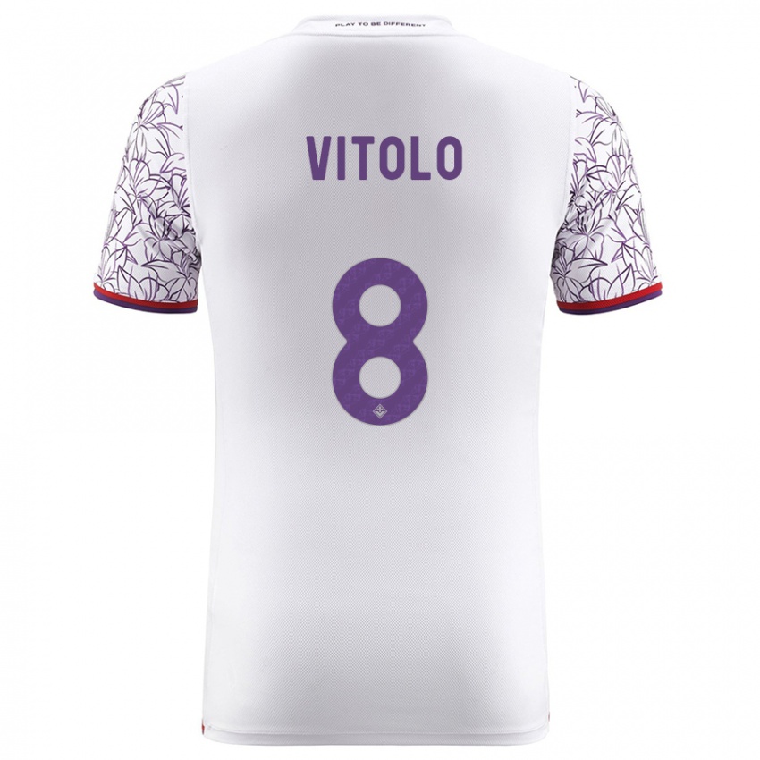 Donna Maglia Federico Vitolo #8 Bianco Kit Gara Away 2023/24 Maglietta