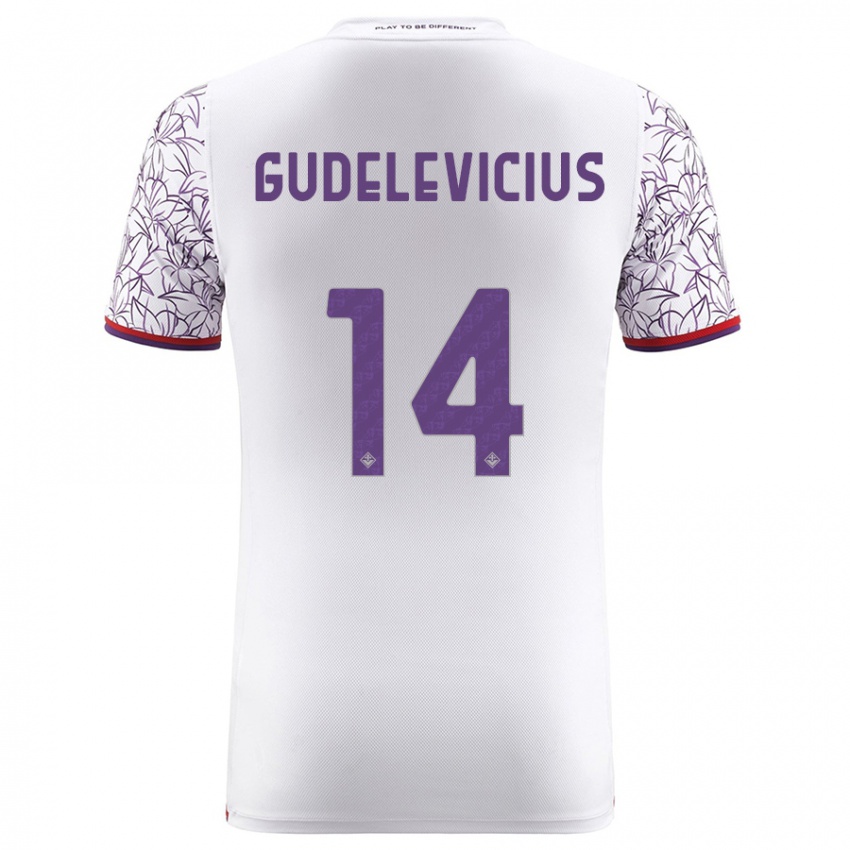 Donna Maglia Ernestas Gudelevicius #14 Bianco Kit Gara Away 2023/24 Maglietta