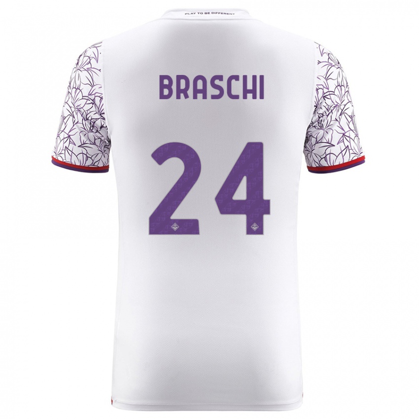 Donna Maglia Riccardo Braschi #24 Bianco Kit Gara Away 2023/24 Maglietta