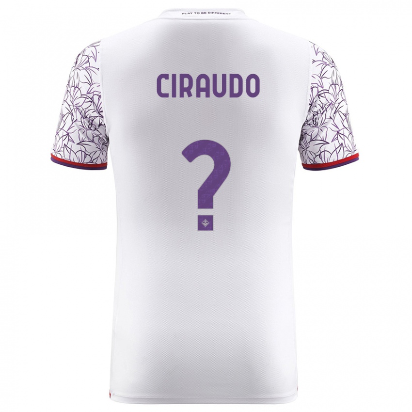 Donna Maglia Alessio Ciraudo #0 Bianco Kit Gara Away 2023/24 Maglietta