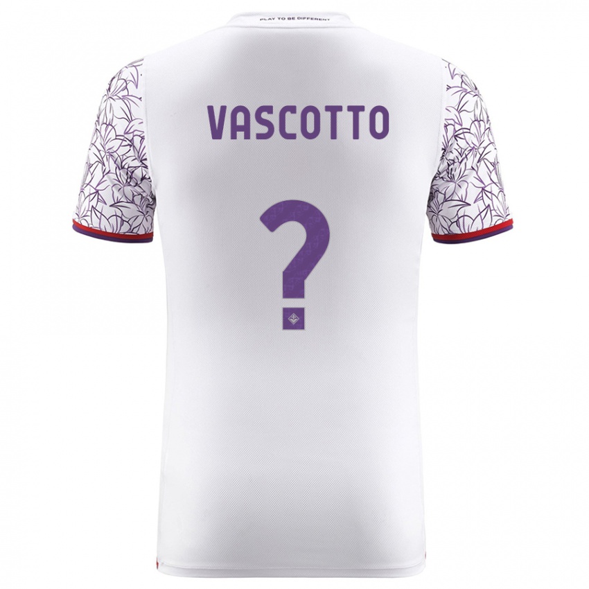 Donna Maglia Edoardo Vascotto #0 Bianco Kit Gara Away 2023/24 Maglietta