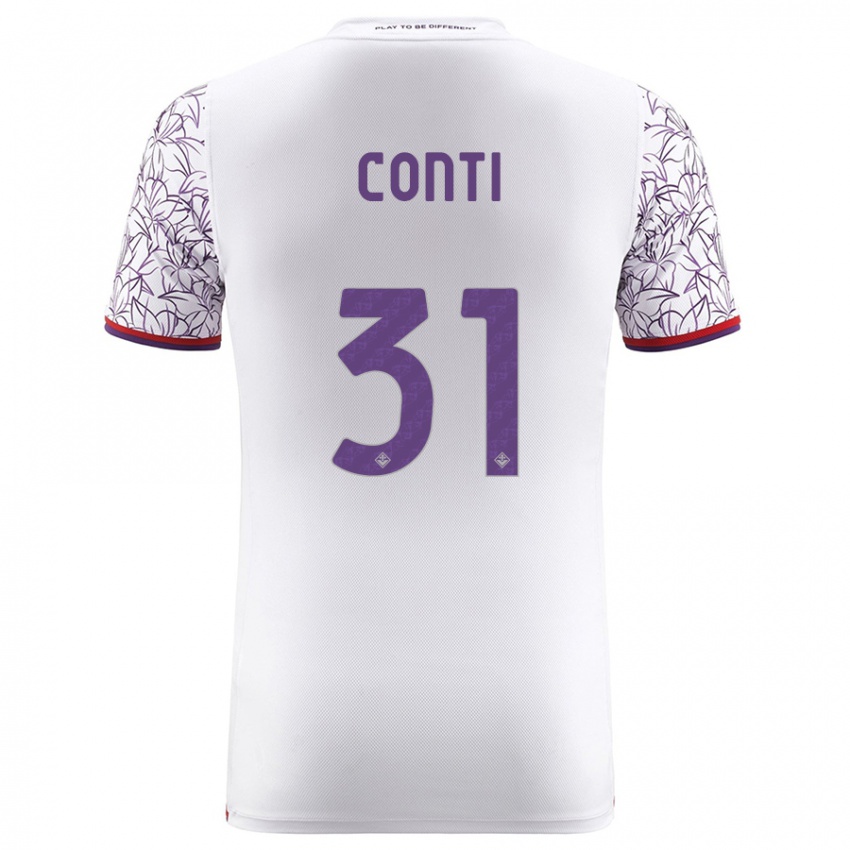 Donna Maglia Gabriele Conti #31 Bianco Kit Gara Away 2023/24 Maglietta