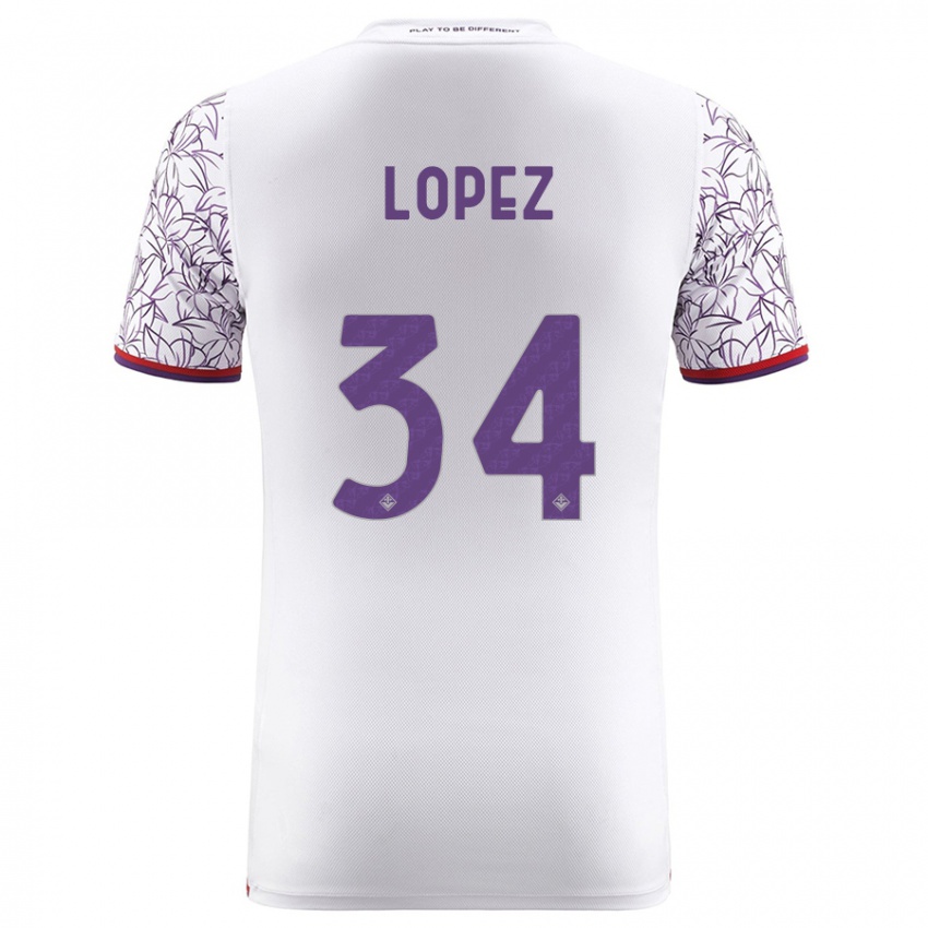 Donna Maglia Lucas López #34 Bianco Kit Gara Away 2023/24 Maglietta