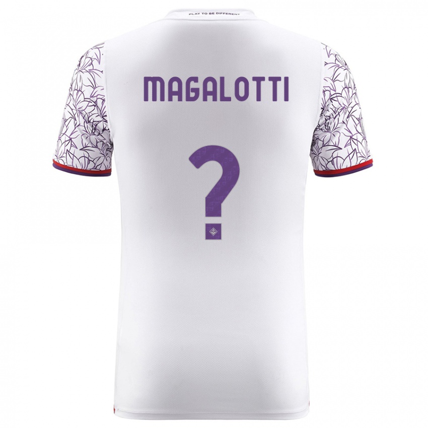 Donna Maglia Mattia Magalotti #0 Bianco Kit Gara Away 2023/24 Maglietta