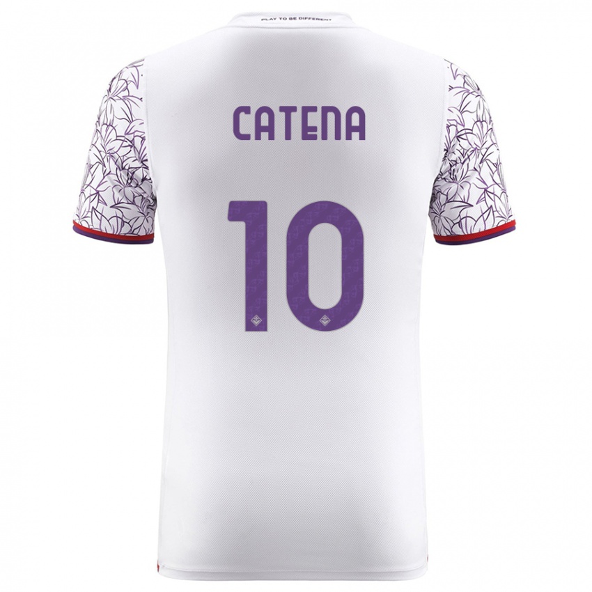 Donna Maglia Michaela Catena #10 Bianco Kit Gara Away 2023/24 Maglietta