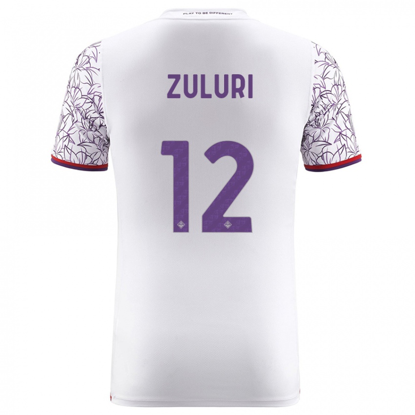 Donna Maglia Athena Zuluri #12 Bianco Kit Gara Away 2023/24 Maglietta