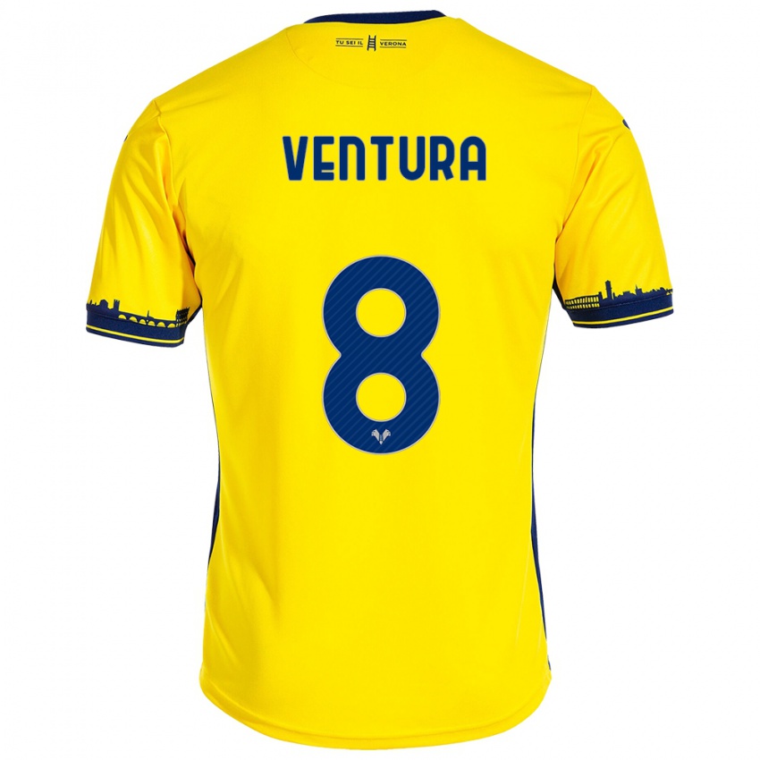 Donna Maglia Ciro Ventura #8 Giallo Kit Gara Away 2023/24 Maglietta