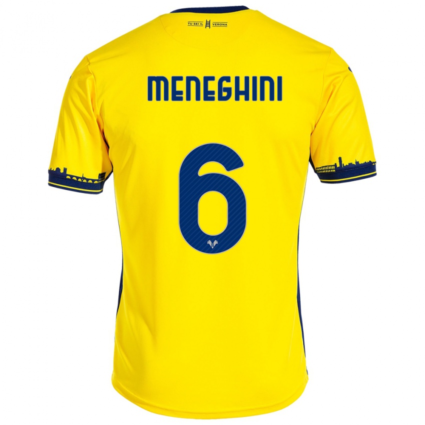 Donna Maglia Sofia Meneghini #6 Giallo Kit Gara Away 2023/24 Maglietta