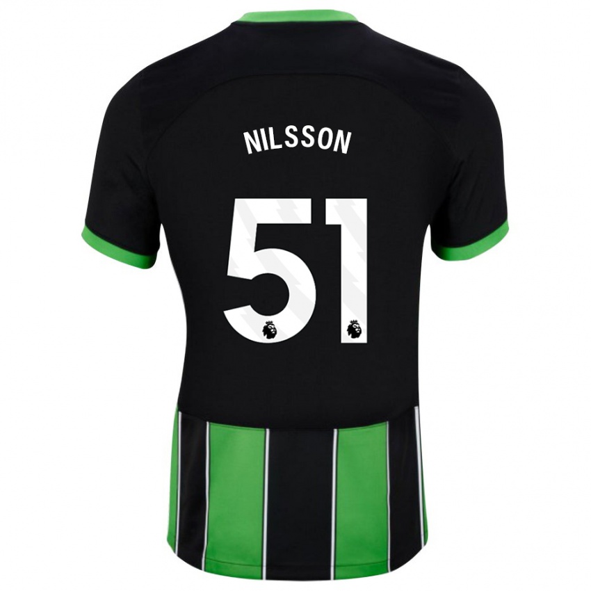 Donna Maglia Casper Nilsson #51 Nero Verde Kit Gara Away 2023/24 Maglietta