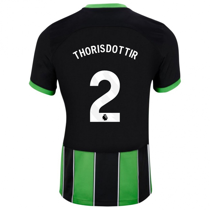 Donna Maglia Maria Thorisdottir #2 Nero Verde Kit Gara Away 2023/24 Maglietta