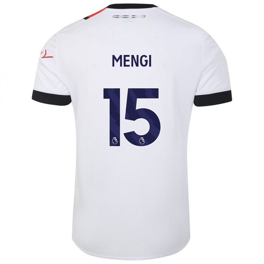 Donna Maglia Teden Mengi #15 Bianco Kit Gara Away 2023/24 Maglietta