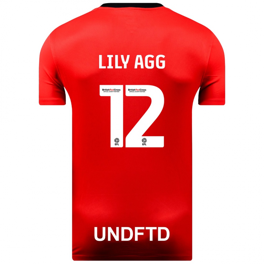 Donna Maglia Lily Agg #12 Rosso Kit Gara Away 2023/24 Maglietta