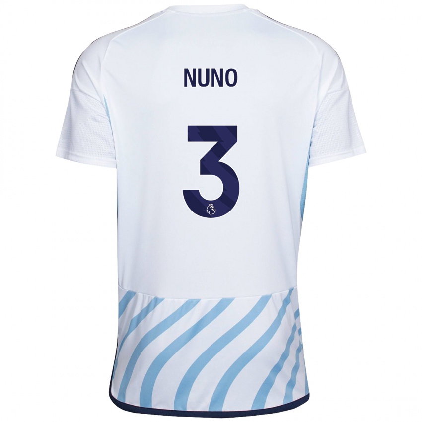 Donna Maglia Nuno Tavares #3 Bianco Blu Kit Gara Away 2023/24 Maglietta