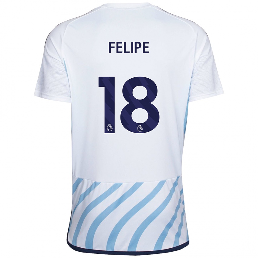 Donna Maglia Felipe #18 Bianco Blu Kit Gara Away 2023/24 Maglietta