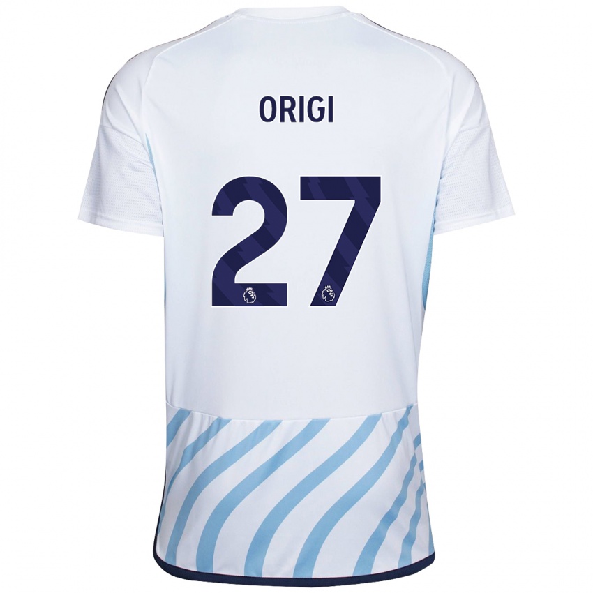 Donna Maglia Divock Origi #27 Bianco Blu Kit Gara Away 2023/24 Maglietta