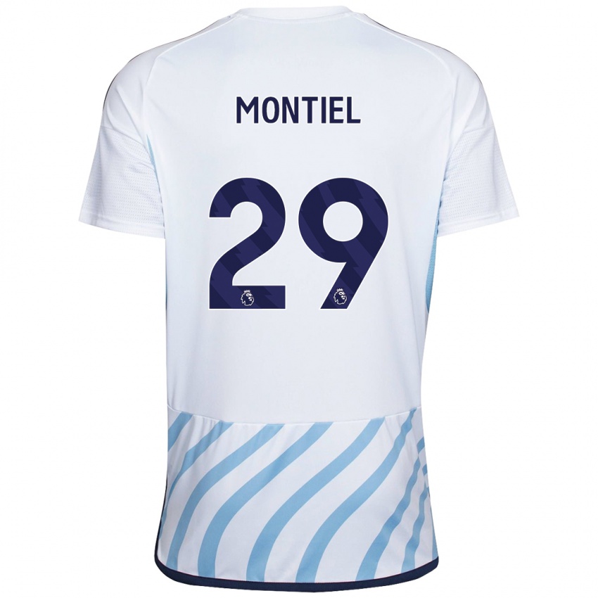 Donna Maglia Gonzalo Montiel #29 Bianco Blu Kit Gara Away 2023/24 Maglietta