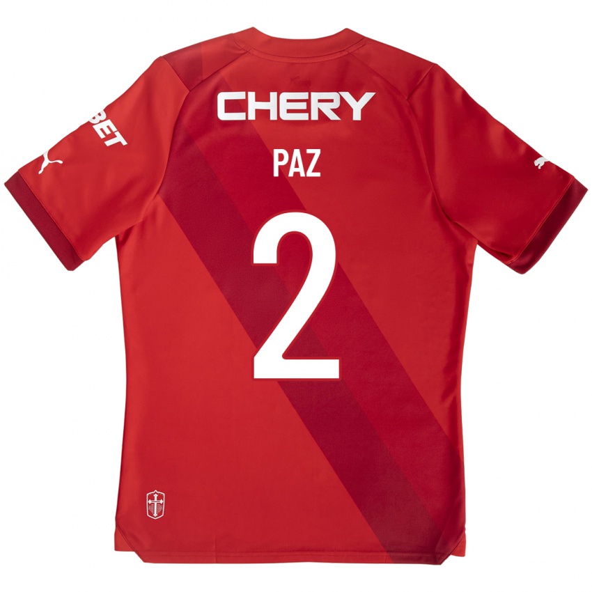 Donna Maglia Nehuen Paz #2 Rosso Kit Gara Away 2023/24 Maglietta