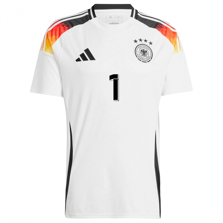 Bambino Maglia Germania Manuel Neuer #1 Bianco Kit Gara Home 24-26 Maglietta