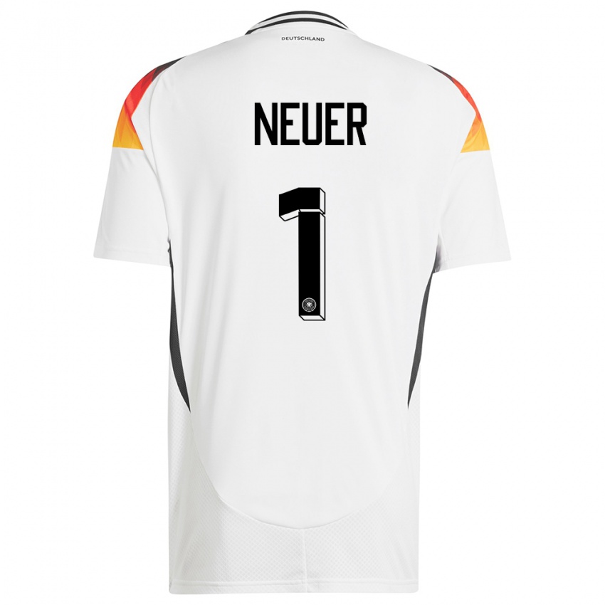 Bambino Maglia Germania Manuel Neuer #1 Bianco Kit Gara Home 24-26 Maglietta