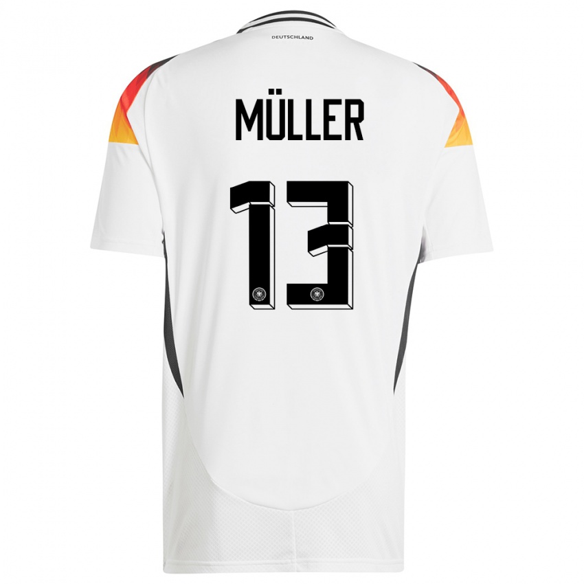 Bambino Maglia Germania Thomas Muller #13 Bianco Kit Gara Home 24-26 Maglietta