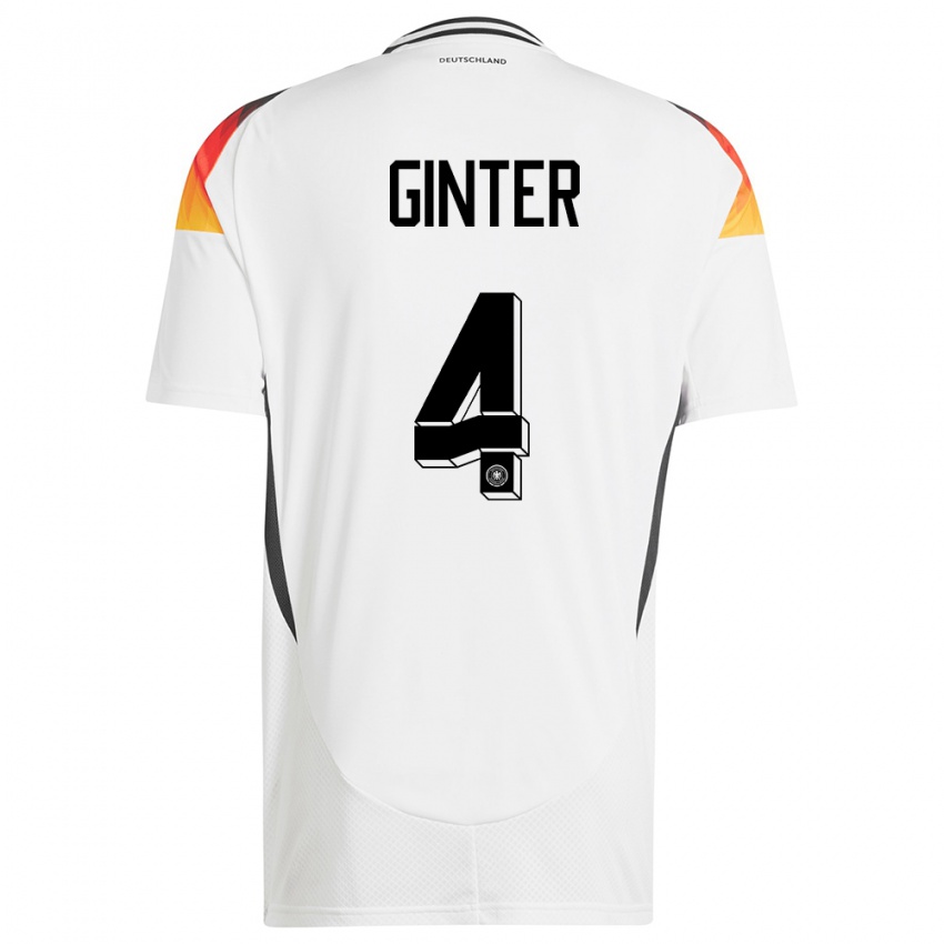 Bambino Maglia Germania Matthias Ginter #4 Bianco Kit Gara Home 24-26 Maglietta