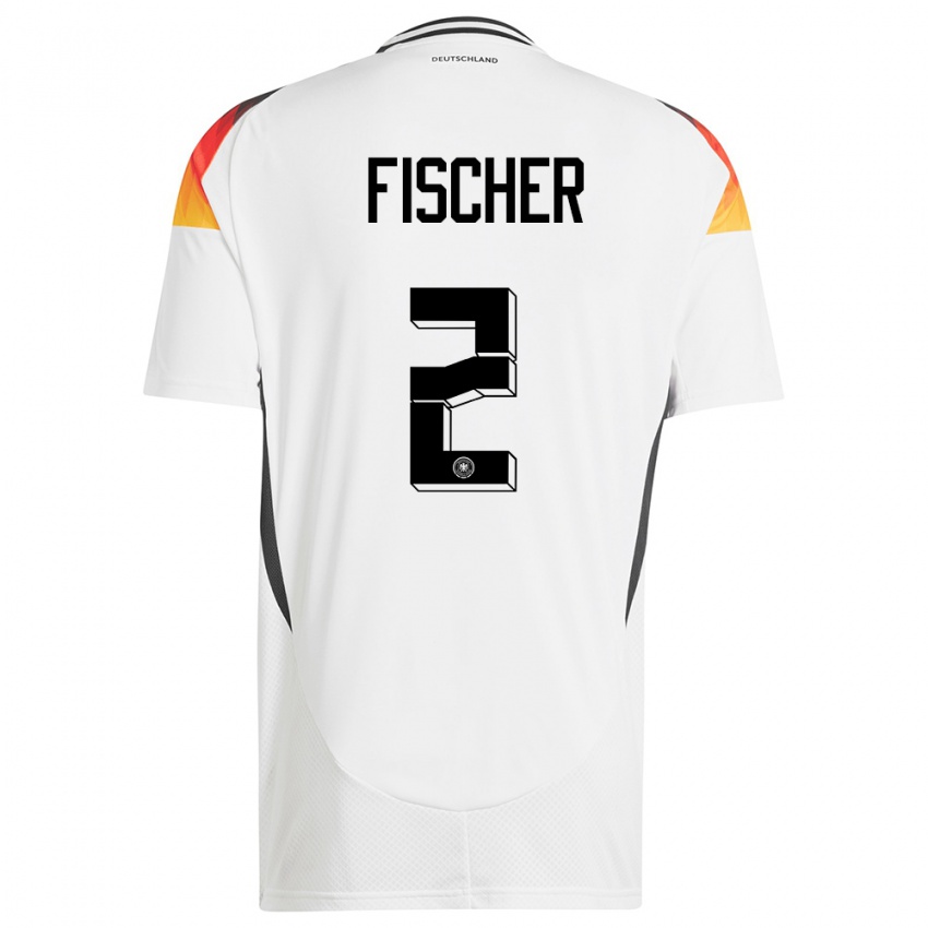 Bambino Maglia Germania Kilian Fischer #2 Bianco Kit Gara Home 24-26 Maglietta