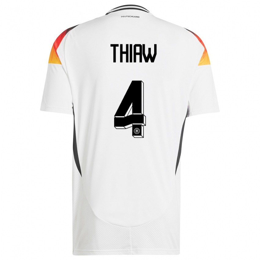 Bambino Maglia Germania Malick Thiaw #4 Bianco Kit Gara Home 24-26 Maglietta