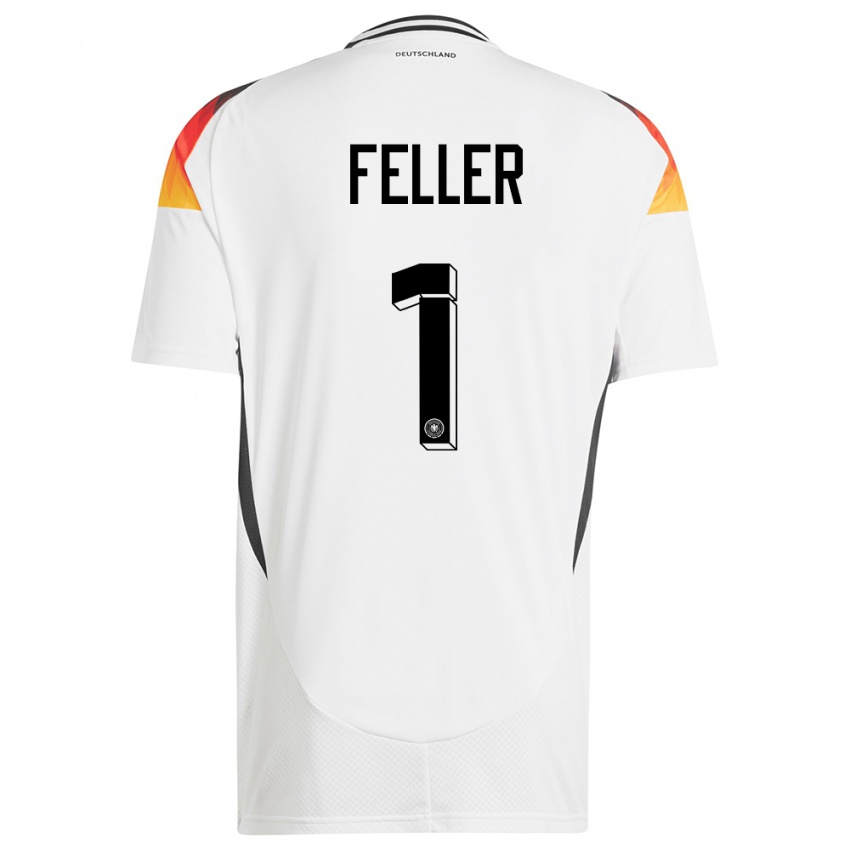 Bambino Maglia Germania Frank Feller #1 Bianco Kit Gara Home 24-26 Maglietta