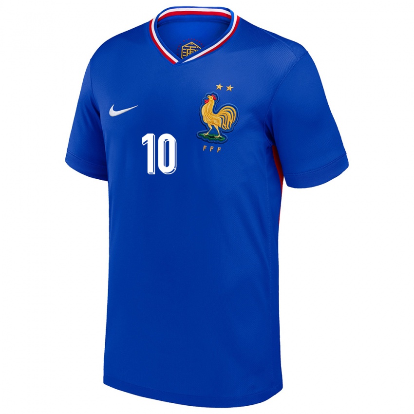 Bambino Maglia Francia Rayan Cherki #10 Blu Kit Gara Home 24-26 Maglietta