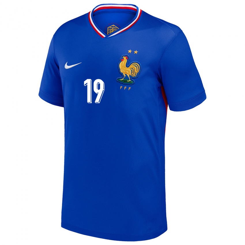 Bambino Maglia Francia Karim Benzema #19 Blu Kit Gara Home 24-26 Maglietta