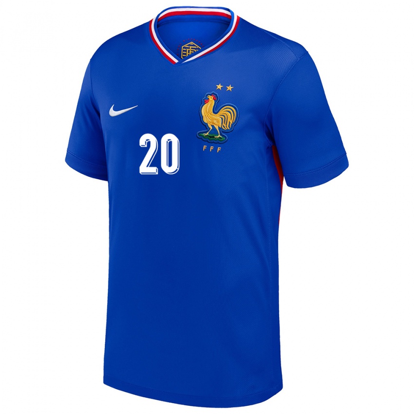 Bambino Maglia Francia Delphine Cascarino #20 Blu Kit Gara Home 24-26 Maglietta