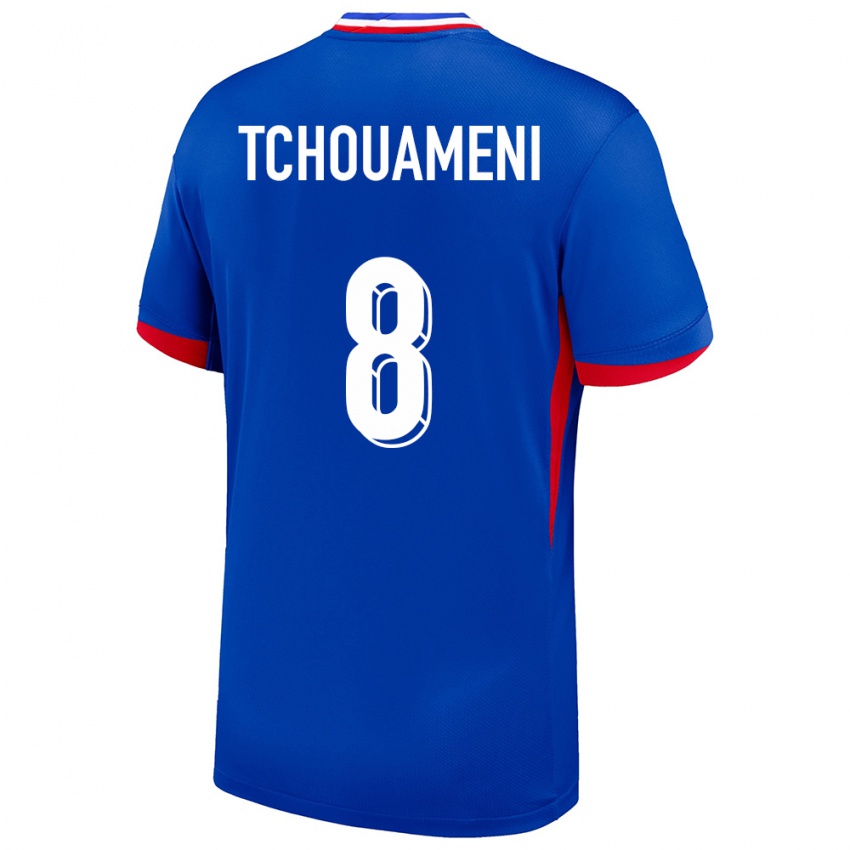 Bambino Maglia Francia Aurelien Tchouameni #8 Blu Kit Gara Home 24-26 Maglietta