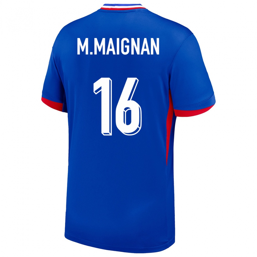 Bambino Maglia Francia Mike Maignan #16 Blu Kit Gara Home 24-26 Maglietta