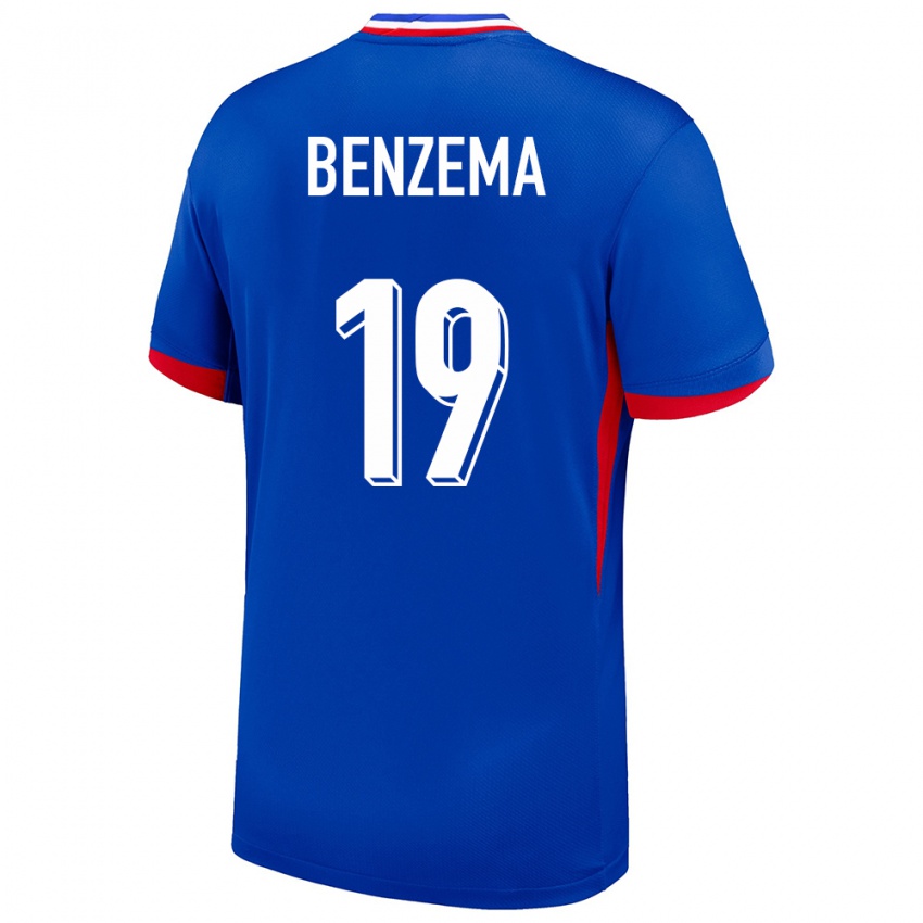 Bambino Maglia Francia Karim Benzema #19 Blu Kit Gara Home 24-26 Maglietta