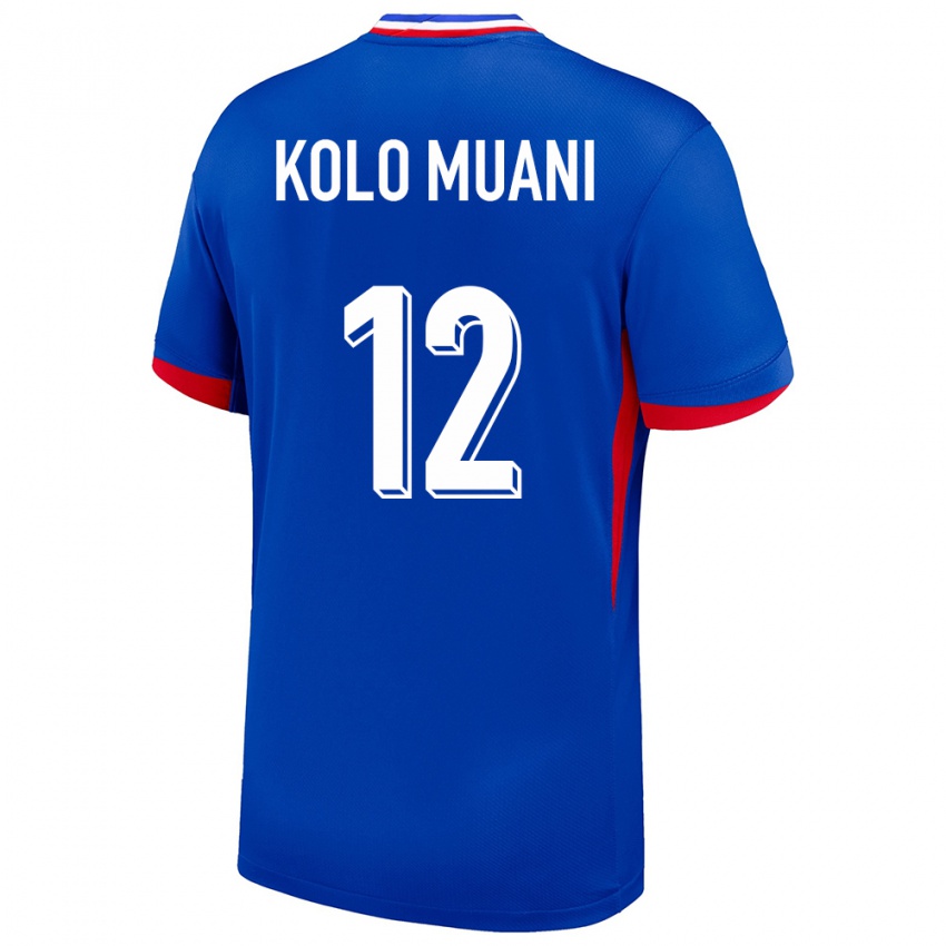 Bambino Maglia Francia Randal Kolo Muani #12 Blu Kit Gara Home 24-26 Maglietta